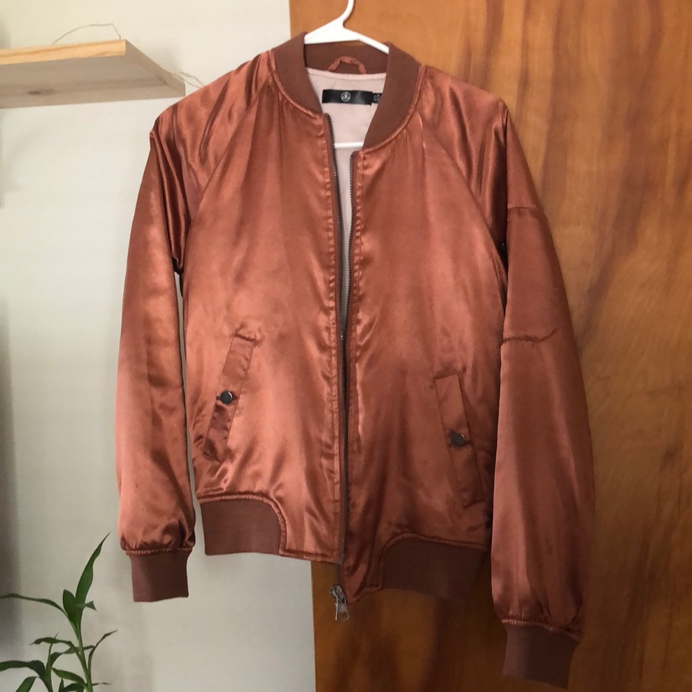 Missguided Premium Zip Detail Satin Bomber Jacket